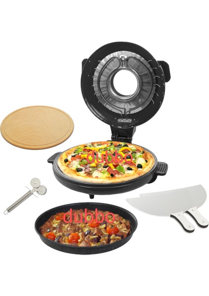 Camlı Granıt Pizzamatik Siyah ** Hediyeli** Fırın