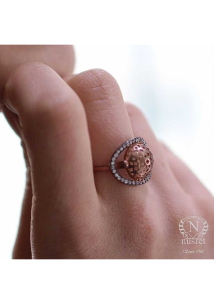 925 Ayar Gümüş Rose Renkli Zirkon Taşlı Yüzük modelleri