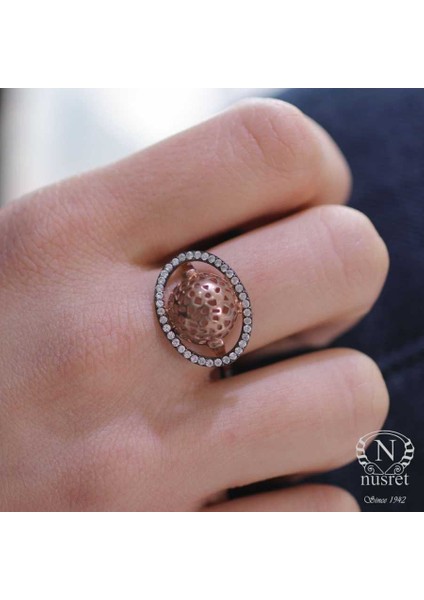 925 Ayar Gümüş Rose Renkli Zirkon Taşlı Yüzük fırsatları