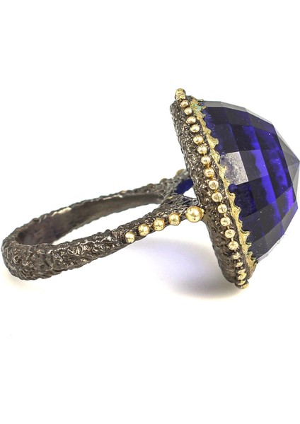 925 Ayar Gümüş Parlement Mavisi Taşlı Yüzük modelleri