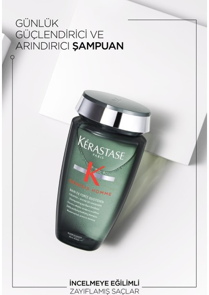 Genesis Homme Bain De Force Erkeklere Özel Saç Dökülmesini Önleyici Saçları Onarıcı Besleyici Koruyucu Şampuan 250 ml modelleri