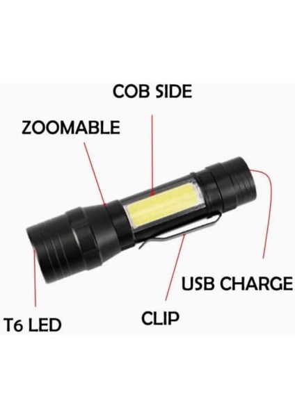 T6-19 Şarjlı 4 Modlu Orta Boy El Feneri Açık Havada Kamp, Yürüyüş Feneri fiyatları