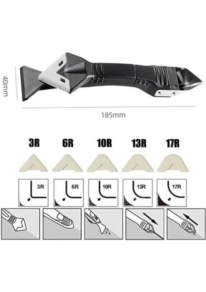 5'i 1 Arada Silikon Derz Kazıyıcı ve Uygulayıcı - Fayans Derz Temizleme, Sıyırma ve Silikon Çekme Aparatı, Ergonomik, Esnek ve Pratik Kullanım fiyatları