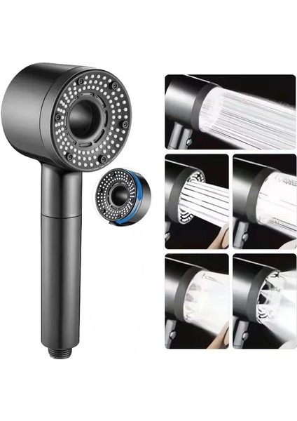 Home 5 Fonksiyonlu Duş Başlığı, Ayarlanabilir Turbo Duş, Yüksek Kaliteli Lüks Tazyik Ayarlı, Modern ve Şık Banyo Aksesuarı Handshower (Siyah) modelleri