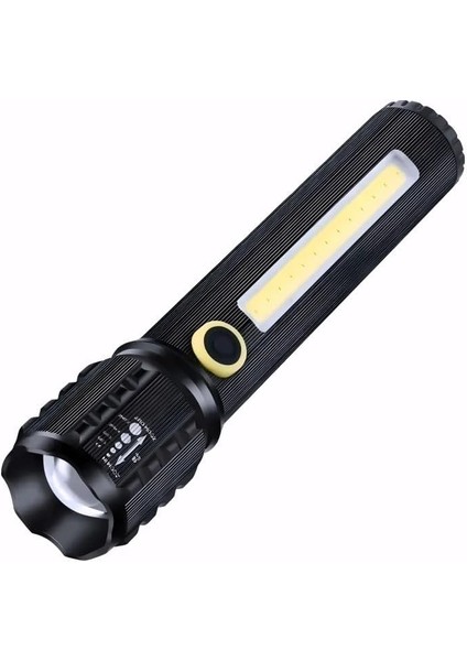 LED El Feneri 450 Lümen Şarj Edilebilir El Feneri ve Powerbank, USB Çıkışlı, LED Aydınlatmalı, Su Geçirmez, Kamp, Acil Durum ve Seyahat Için 4 Işık Modlu