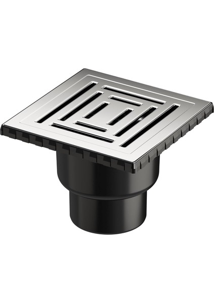 V-Flow Kare 5608286 Duş Kanalı, Alttan Çıkışlı, 15X15 Cm, Dk 800 Kapak, Parlak Krom