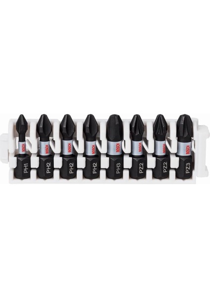 Professional Accessories 8tlg. Schrauber Bit Set Kreuzschlitz (Impact Control, Ph/pz Bits, Länge 25 Mm, Pick And Click)