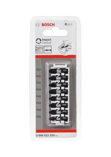 Professional Accessories 8tlg. Schrauber Bit Set Kreuzschlitz (Impact Control, Ph/pz Bits, Länge 25 Mm, Pick And Click) modelleri