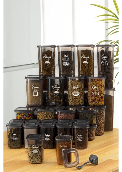 Vienev 36LI Beyaz Sergrfi Etketli Kaşklı Peggy Kare Erzak Bahrt Full Set 8x(1,75, 1,2, 0,55) 12X(0,45) Ant