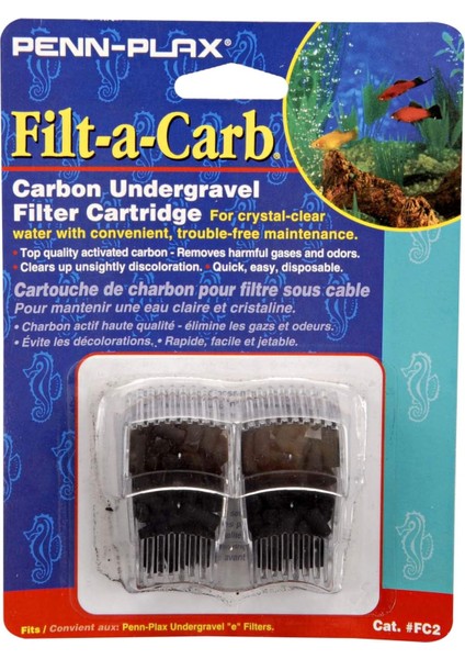 Filt-A-Carb Yedek Aktif Karbon Medya Kartuşları (2'li Paket) - Çok Gözenekli ve Çakıl Altı "e" Filtrelerine Uyar - Kimyasal Filtreleme Sağlar (Fc2)