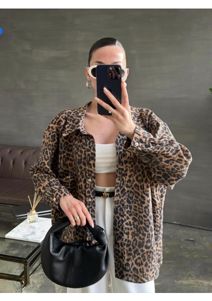 Tansel Leopar Gömlek Vizon
