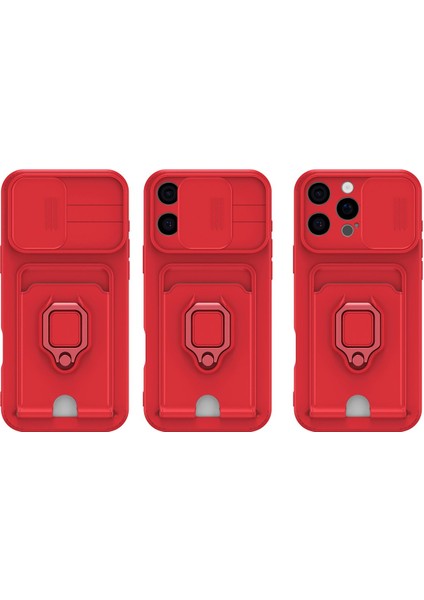 Apple iPhone 13 Pro Uyumlu Kartvizitli Yüzüklü Bağcıklı Silikon Kılıf