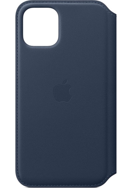 Apple iPhone 11 Pro Için Deri Folyo Kılıf - Derin Mavi