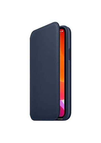 Apple iPhone 11 Pro Için Deri Folyo Kılıf - Derin Mavi