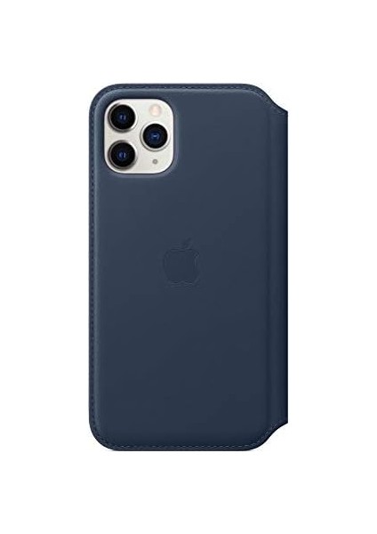 Apple iPhone 11 Pro Için Deri Folyo Kılıf - Derin Mavi