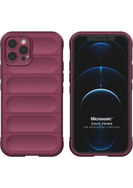 Apple iPhone 12 Pro Max Için Kılıf Oslo Prime Bordo [Apple iPhone 12 Pro Max ile Uyumlu Kılıf - Bordo]