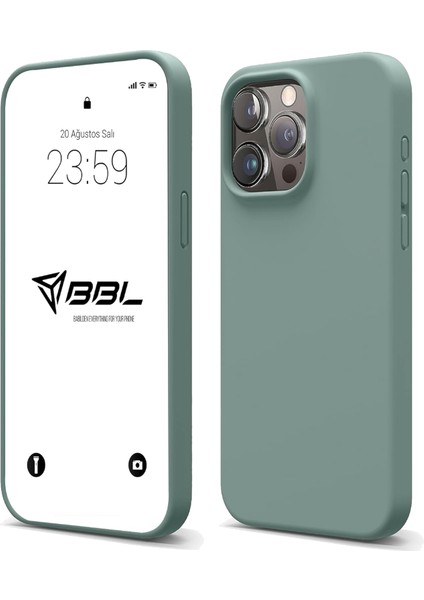Apple iPhone Kılıf Ince Sıvı Silikon 3 Katmanlı Tam Kaplamalı Yumuşak Jel Kauçuk Kılıf Kapak (iPhone 15 Pro Max Yeşil)