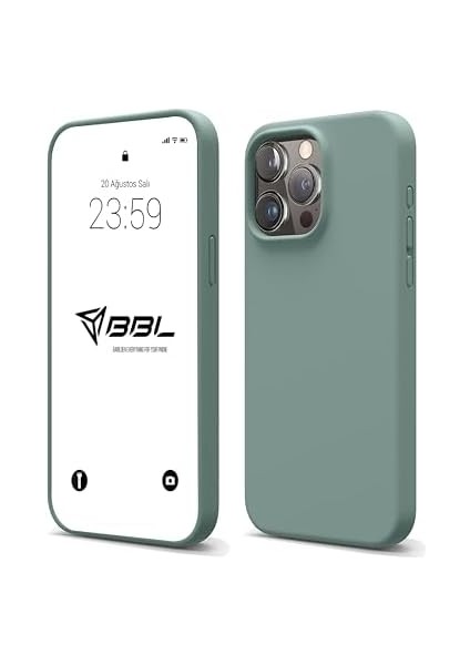 Apple iPhone Kılıf Ince Sıvı Silikon 3 Katmanlı Tam Kaplamalı Yumuşak Jel Kauçuk Kılıf Kapak (iPhone 15 Pro Max Yeşil)