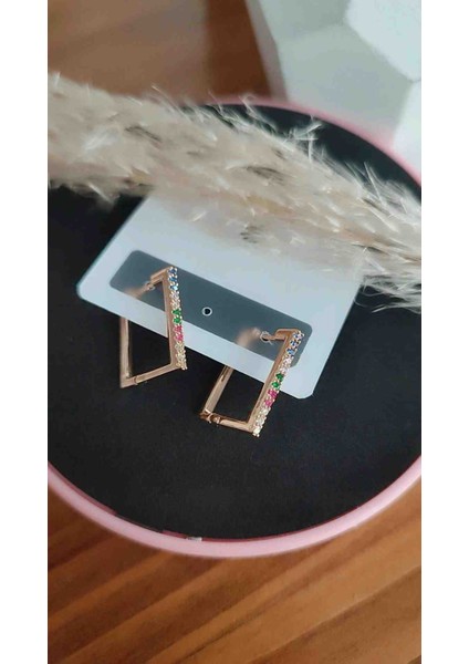 Çelik Renkli Zirkon Taş Işlemeli Kuyumcu Işçiliğinde Vip Küpe modelleri