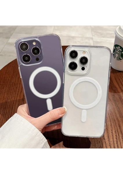 Apple iPhone 15 Pro Max Uyumlu Şeffaf Kablosuz Wireless Şarj Özellikli Kılıf 15 Pro Max (6.7') Şeffaf Silikon 0.2mm Wireless Clear Kılıf, Transparent Apple iPhone 15 Pro Max Kılıfı Şeffaf