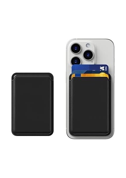Apple iPhone ile Uyumlu Magsafe Özellikli Silikon Lansman Cüzdan Kılıf Apple iPhone 15 Pro Max/15 Plus/15 Pro/15, 14 Pro Max/14 Plus/14 Pro/14, 13 Pro Max/13 Pro/13, 12 Pro Max/12 Pro/12 (Siyah)