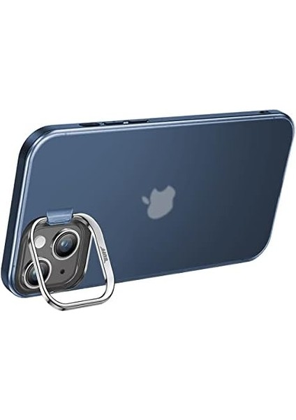 Apple iPhone 15 Plus ile Uyumlu New Corner Kamera Kapaklı Standlı Kılıf (Mavi)