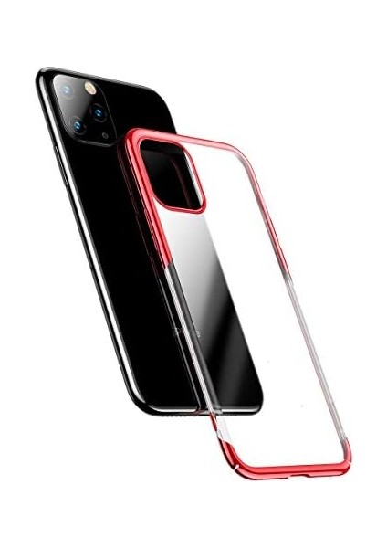 Glitter, Apple iPhone 11 Pro Max Cep Telefonu Kılıfı, Şeffaf/transparan, Kırmızı
