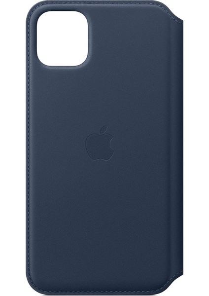 Apple iPhone 11 Pro Max Için Deri Folyo Kılıf - Derin Mavi