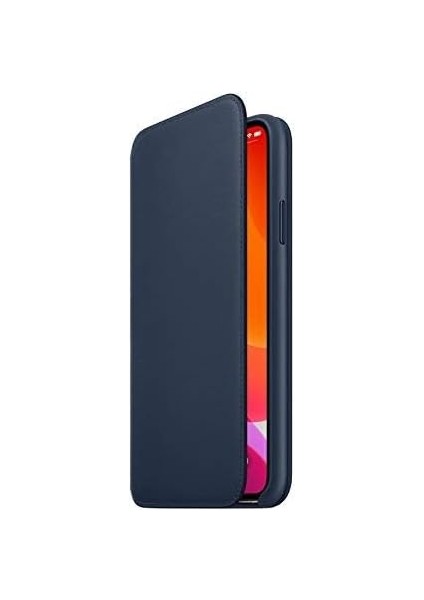 Apple iPhone 11 Pro Max Için Deri Folyo Kılıf - Derin Mavi