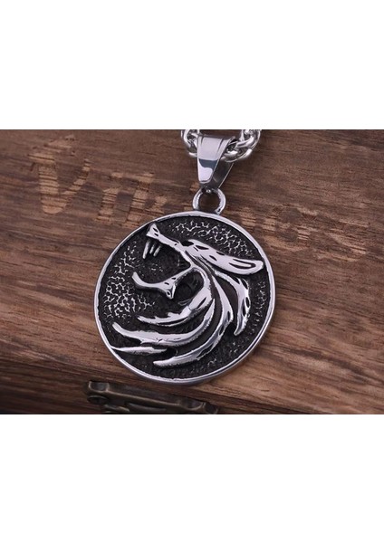Voyageaccessory Paslanmaz Çelik Çift Taraflı Kullanım Viking Mitoloji Odin Kurt Kolye / 65 cm Zincirli modelleri
