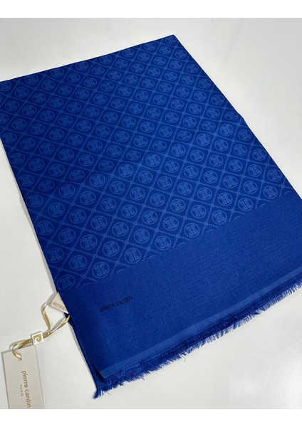 Elegans Monogram Şal-75 x 190-090700-924 Saks Mavi