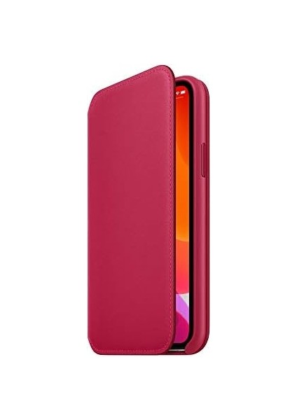 Apple iPhone 11 Pro Için Deri Folyo Kılıf - Ahududu