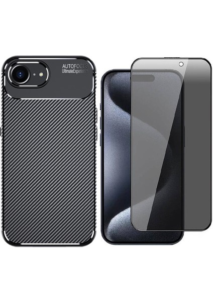Apple iPhone 16E Kılıf Zore Negro Silikon Kapak + Hayalet Ekran Koruyucu