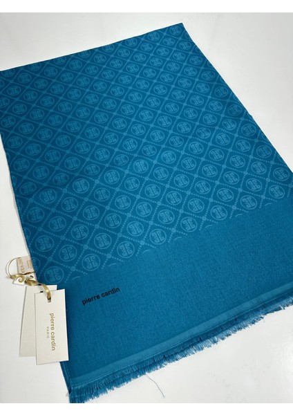 Elegans Monogram Şal-75 x 190-090700-923 Petrol Mavi