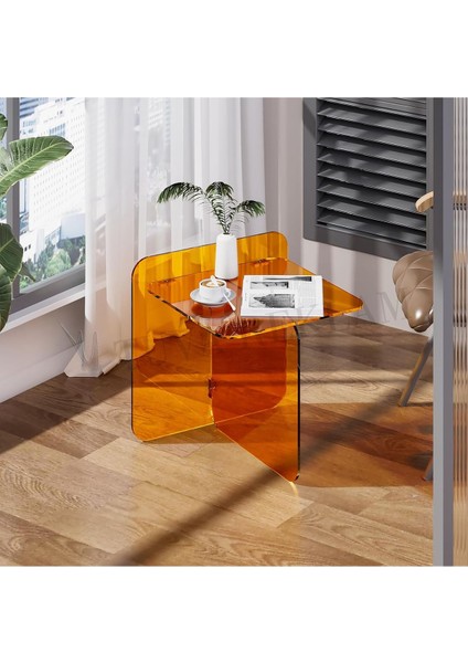Şeffaf Pleksi Yeni Nesil Modern Yan Sehpa Dergilik Komodin Salon Yatak Odası (Çoklu Renk Seçenekli)