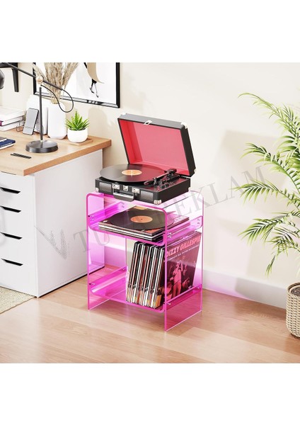Pembe Pleksi Çok Amaçlı Sunum Sehpa Şifonyer Komodin Kitaplık ( 35 x 28, H: 50 Cm) indirimleri