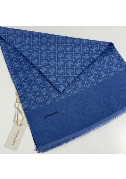Elegans Monogram Şal-75 x 190-090700-922 Indigo Mavi