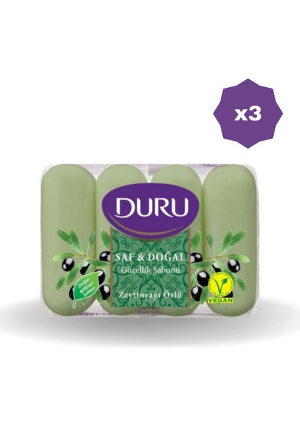 Sabun Saf & Doğal Zeytinyağlı 4x70 gr - 3 Adet