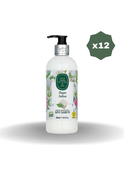 Beyaz Sıvı Sabun 500 ml - 12 Adet