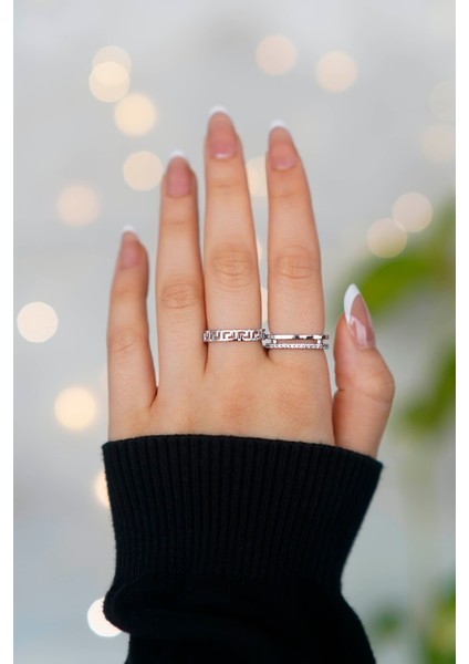 Ayarlanabilir Tasarım 2 Adet Gümüş Kadın Yüzük fiyatları