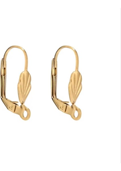 20 Adet Gold Yapraklı Küpe Kancası Küpe Yapım Malzemeleri