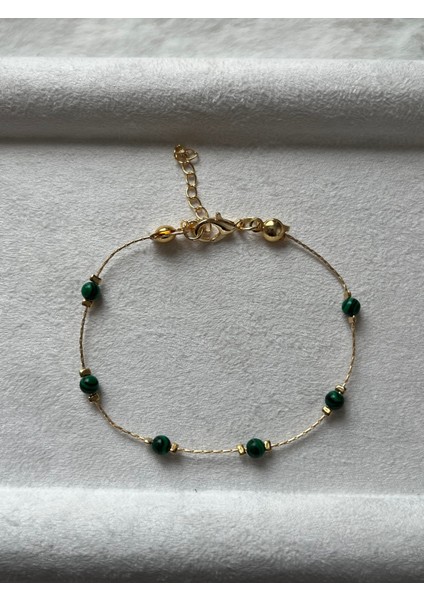 Minimal Malahit Taşı Altın Kaplama Bileklik
