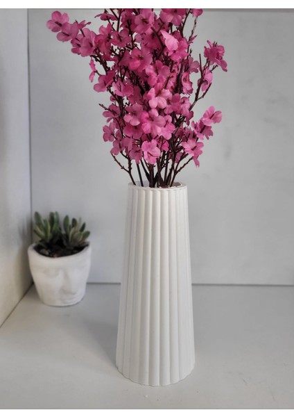 Beton Pampas Vazosu Çiçek Vazosu 19 cm