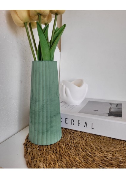 Beton Pampas Vazosu Çiçek Vazosu 19 cm
