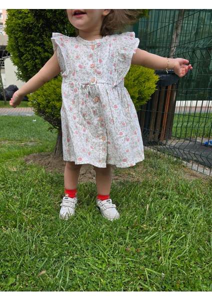 Çiçekli Müslin Elbise