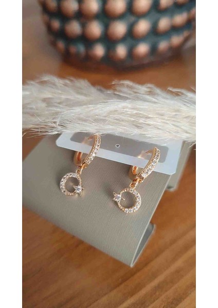 Çelik Zirkon Taşlı Ayyıldız Küpe Kız Çocuk Için Uygundur fırsatları