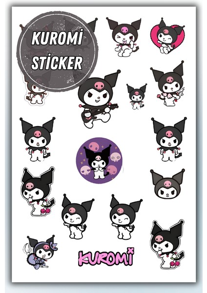 Kuromi Sanrio Sticker Yaklaşık A5 Ebatı Telefon Laptop Notebook Tablet Defter Matara Stiker Etiket