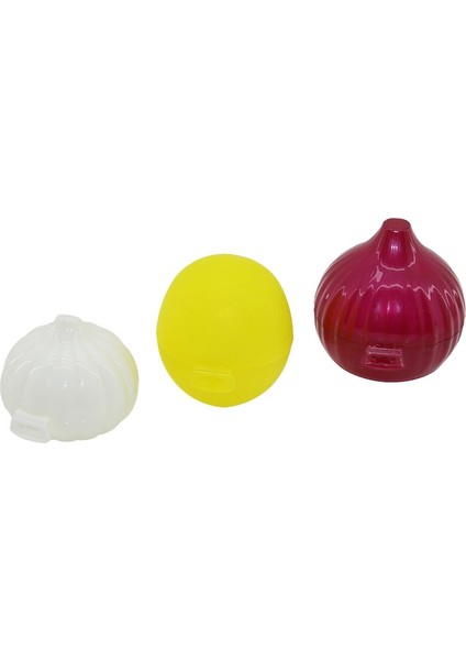 3lü Saklama Kutusu Limon - Soğan - Sarımsak Renkli Plastik Fileli Ambalaj (5060)