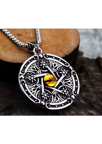 Voyageaccessory Paslanmaz Çelik Çift Taraflı Kullanım Pentagram Kolye / 65 cm Zincirli - Pentagram Yıldızı Kolye fiyatları