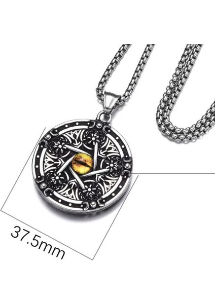 Voyageaccessory Paslanmaz Çelik Çift Taraflı Kullanım Pentagram Kolye / 65 cm Zincirli - Pentagram Yıldızı Kolye modelleri